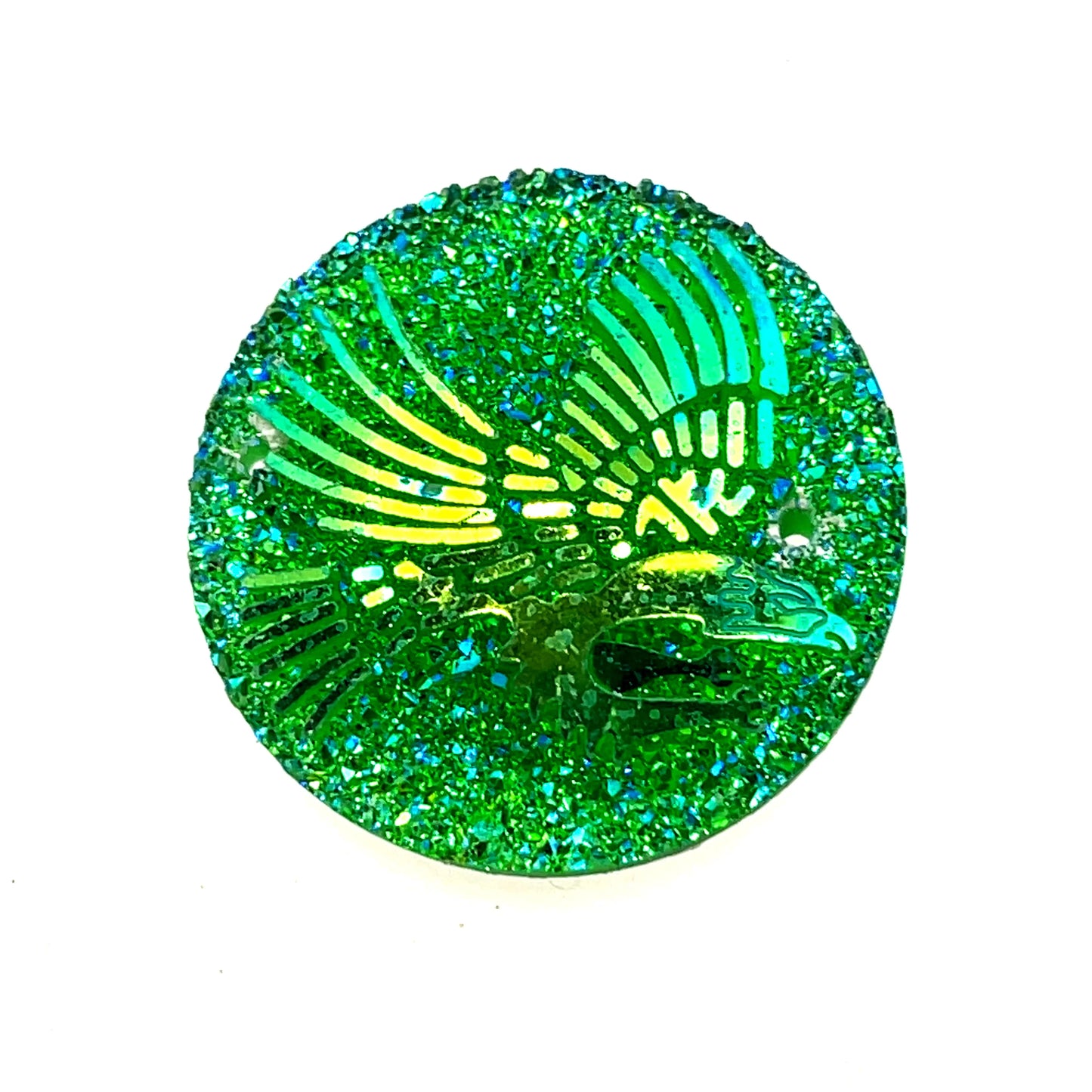Round Flying Eagle Resin Cabochon Green 25MM