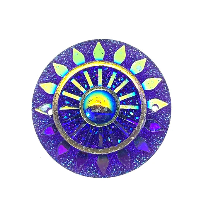 Round Sunrays Resin Violet Cabochon 25 MM