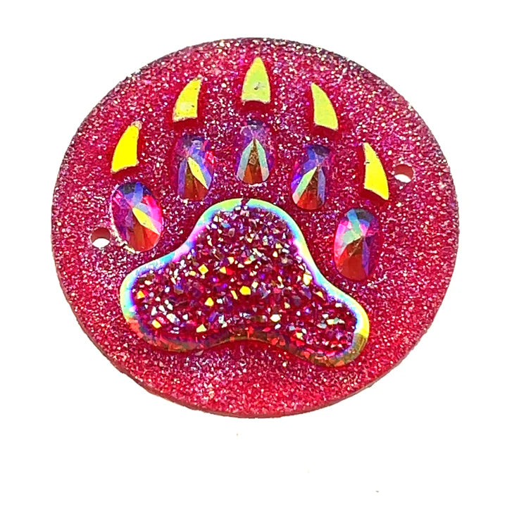 Round Bearpaw Resin Cabochon Hot Pink 25 MM
