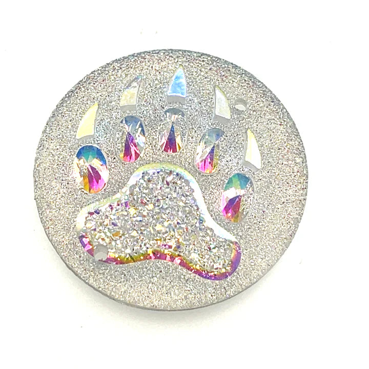 Round Bearpaw Resin Cabochon White 25 MM