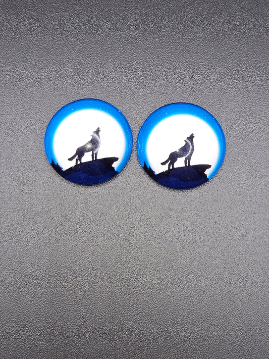 Round Glass Wolf Cabochon 18MM