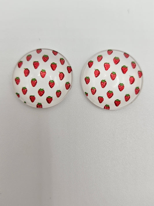 Round Glass Strawberry Cabochon 20MM