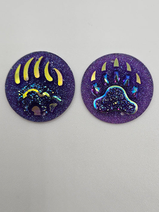Round Bearpaw Resin Cabochon Purple 25 MM