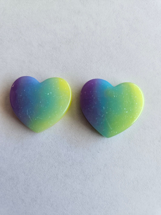Heart Shaped Multi-Color Resin Cabochon 22MM