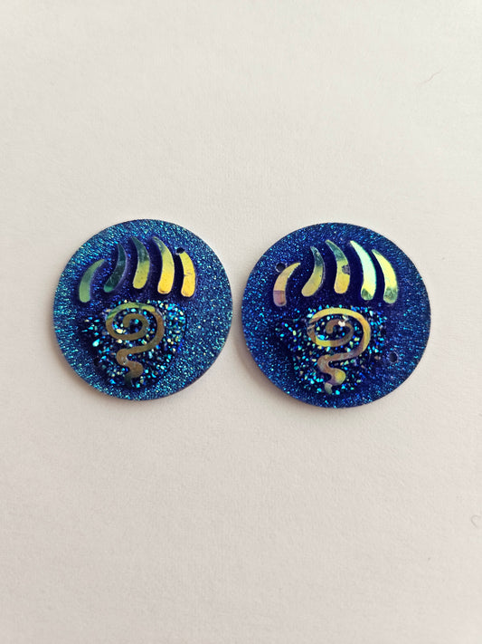 Round Bearpaw Resin Cabochon Blue 25 MM