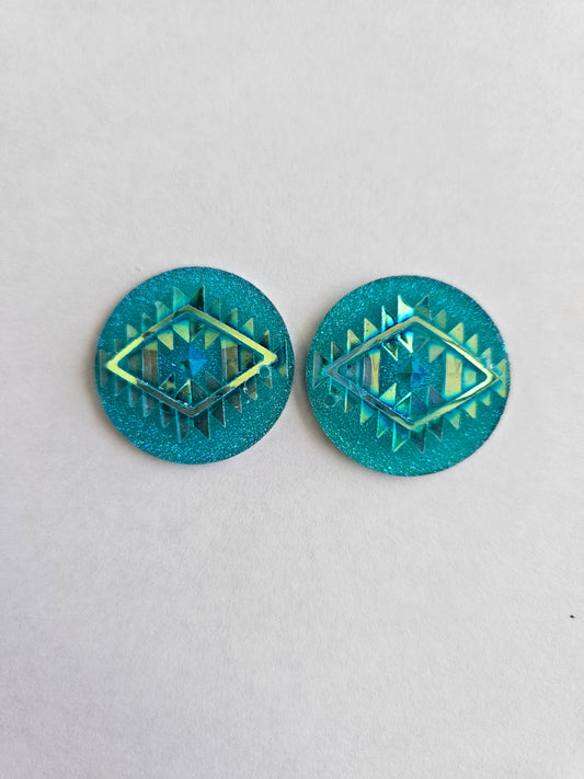 Round Indigenous Pattern Cabochon 25MM