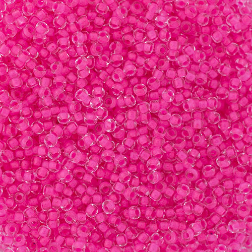 Czech Seed Bead 10/0 Crystal C/L Neon Pink