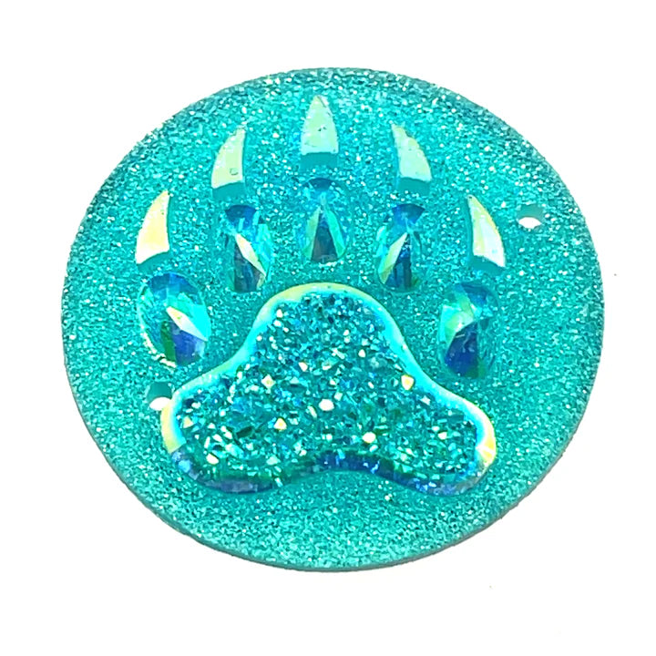 Round Bearpaw Resin Cabochon Teal 25 MM