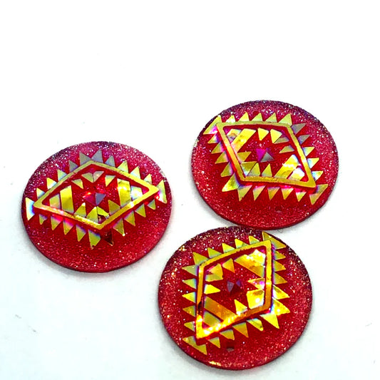 Round Indigenous Pattern Cabochon 25MM